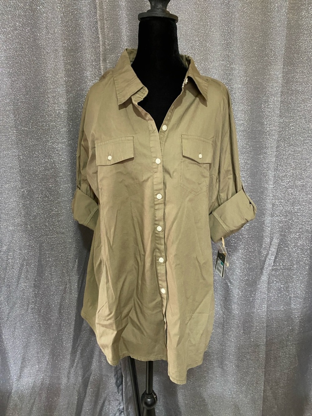 Converse Olive Green Button-Down Shirt - Women's Relaxed Fit